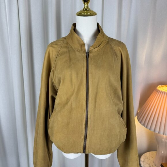 Vintage Leather Bomber Jacket Tan Men's Large - Picture 3 of 16